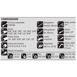 JOGO DE CAIXA 58 PEÇAS 1/4"