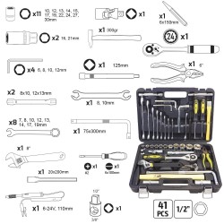 53108 - Caixa de ferramentas de 61 peças chaves spline de 1/4" e 1/2" - JBM