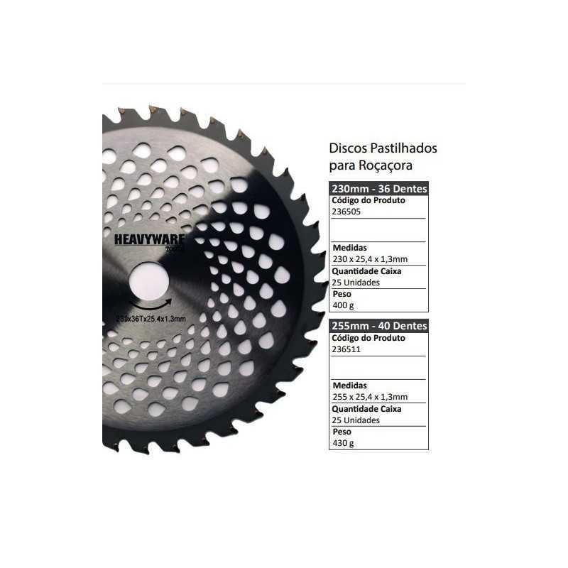 236511 - Discos Pastilhados para Roçadora 255mm - 40 Dentes - POWERED