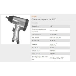 ZK504 - Chave de Impacto Pneumática 1/2" - POWERED